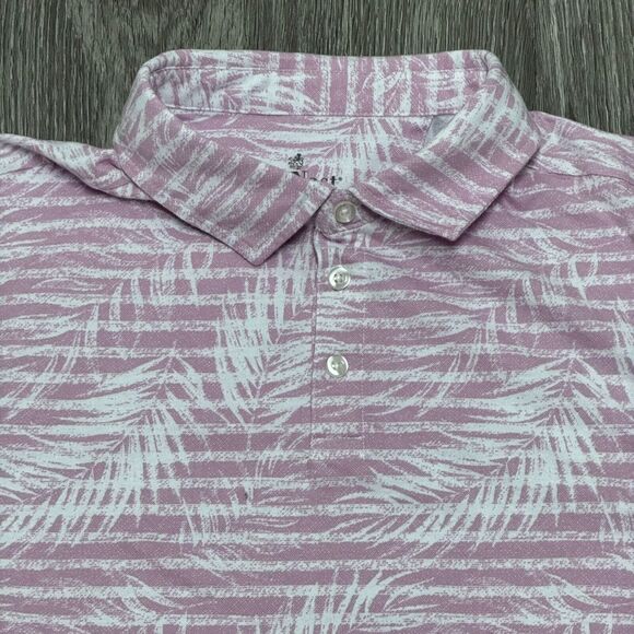 Nat Nast Polo Shirt Mens Extra Large Pink Tropical Palm Leaf Print Luxury Golf - Picture 3 of 8